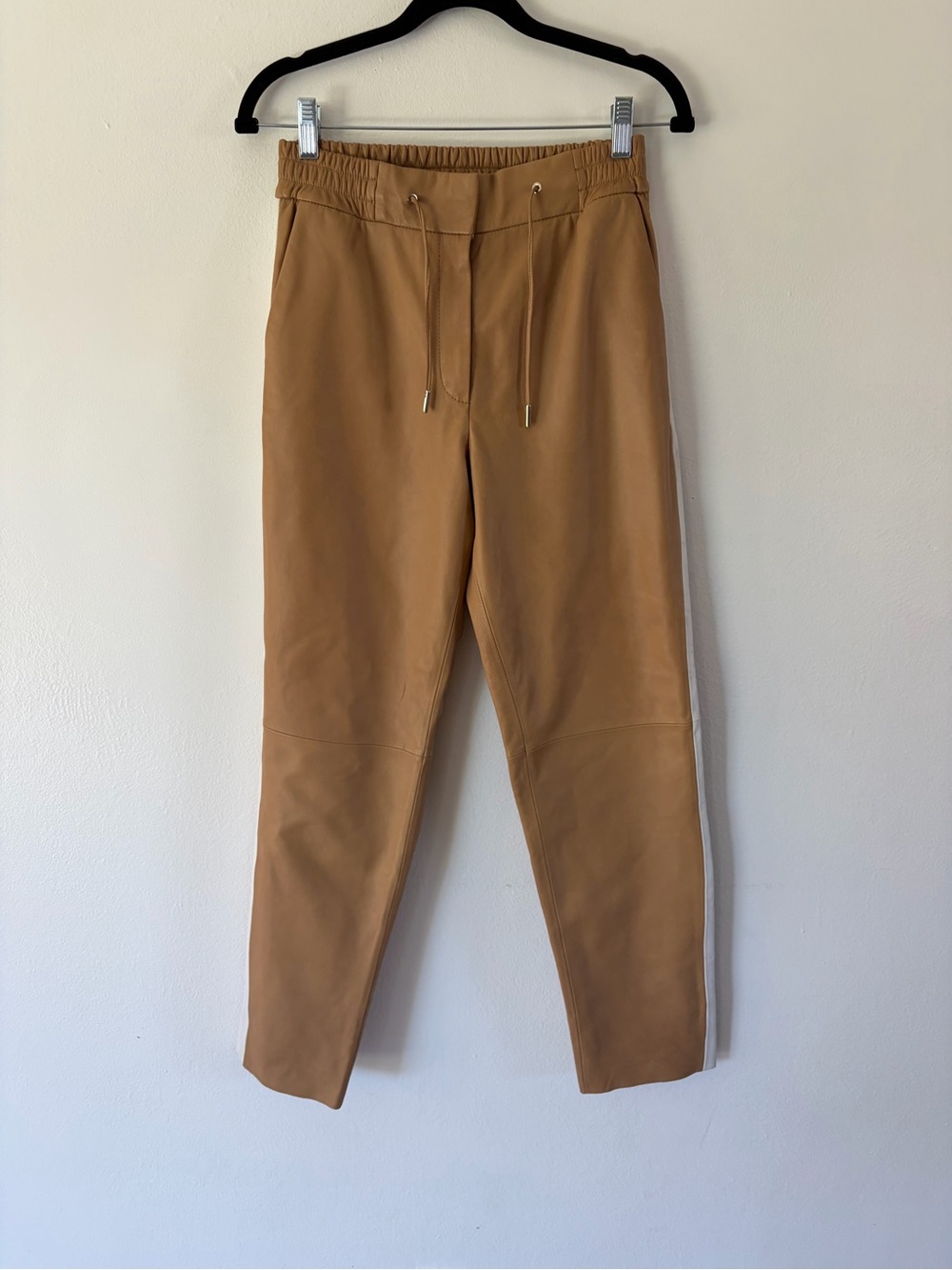 Mossimo Duti Tan With White Stripe Sheepskin Leather Straight Leg Ankle Pants‎